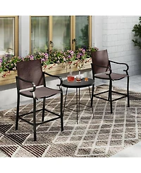 Gymax Set of Outdoor Counter Height Bar Stools with Back Armrest and Footrest