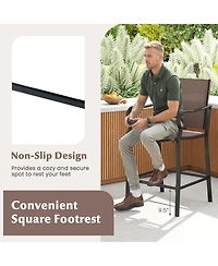 Sugift Set of 4 Outdoor Counter Height Bar Stools with Breathable Mesh Fabric