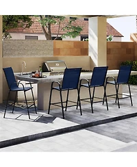 Sugift Outdoor Bar Stool Set of 2 with Fabric Seat and Curved Armrests, 29 in. Seat Height