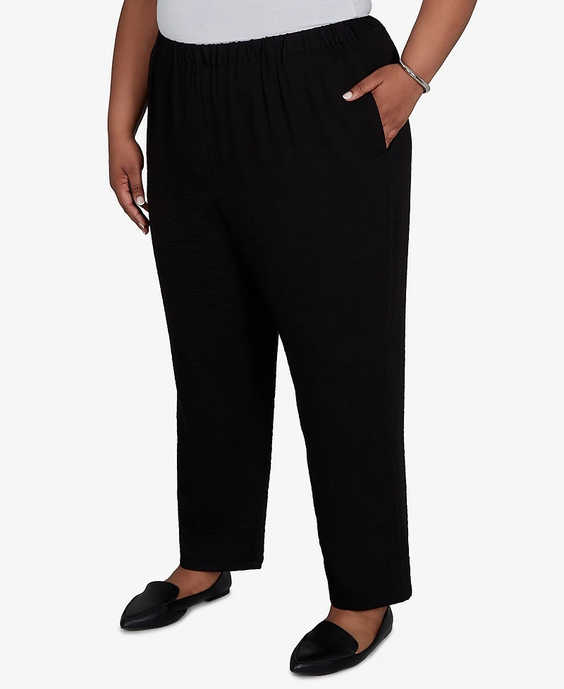 Alfred Dunner Plus Travel Advisory Crinkle Texture Ankle Pants