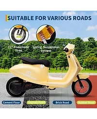 Homfan 24V 350W electric ride-on motorcycle with rear brake, twist throttle, and Led lights for kids