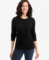 Style & Co Petite Mixed-Stitch Cotton Pullover Sweater, Macy's Exclusive