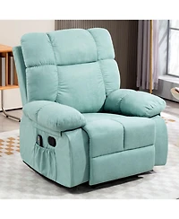 Dyhome Manual Recliner Chair with Heat and Massage, Upholstered Lounge Sofa Retractable Footrest, Side Storage Pockets