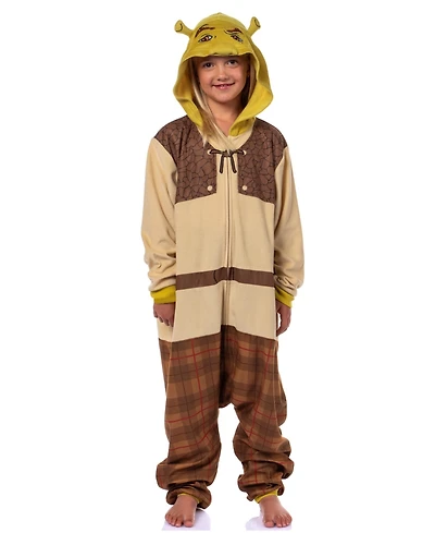Shrek DreamWorks Boys' 4- 16 Character Ogre Union Suit Sleep Kids Hooded Pajama