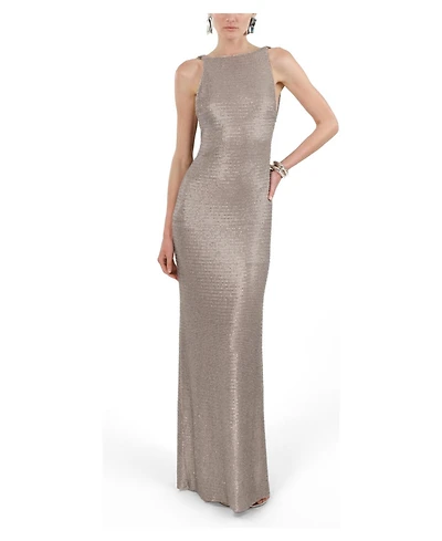 Nocturne Women's Sequin Open Back Maxi Dress