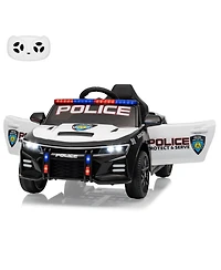 homfan 12V Licensed Toyota Police Ride On Car, 4WD, Remote Control, Led Lights, Music, Spring Suspension, Safety Belt, Truck Bed Storage