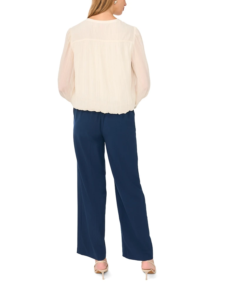 Vince Camuto Women's Split Neck Long-Sleeve Bubble Hem Blouse