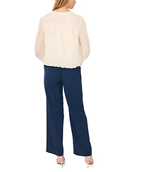 Vince Camuto Women's Split Neck Long-Sleeve Bubble Hem Blouse