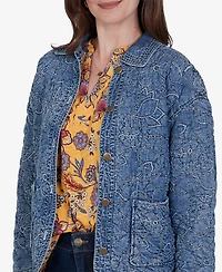 Ruby Rd. Petite Quilted Floral Denim Jacket