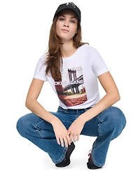 Dkny Jeans Petite Cotton-Modal Short-Sleeve Top