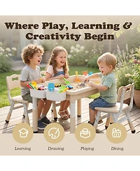 Kinder King Kids Table and 4 Chair Set, Activity Desk for Drawing, Building Blocks, Play