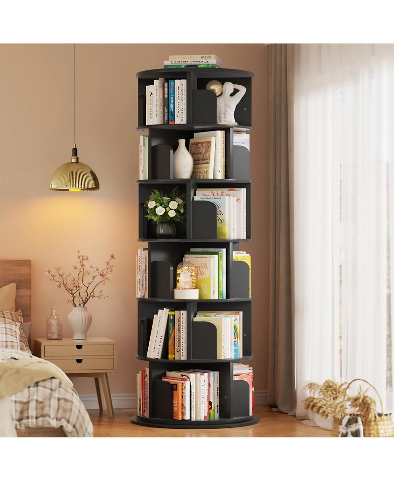 Aheaplus Rotating Bookcase, 360 Display Corner Bookshelf for Small Space