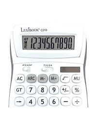 Lexibook, 10-Digit Desktop Calculator with Folding Display, Large Keys, Solar and Battery Powered, C210