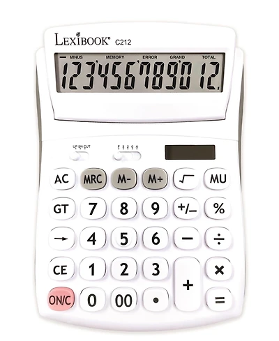 Lexibook , 12-Digit Desktop Calculator with Folding Display, Large Keys, Solar and Battery Powered, C212