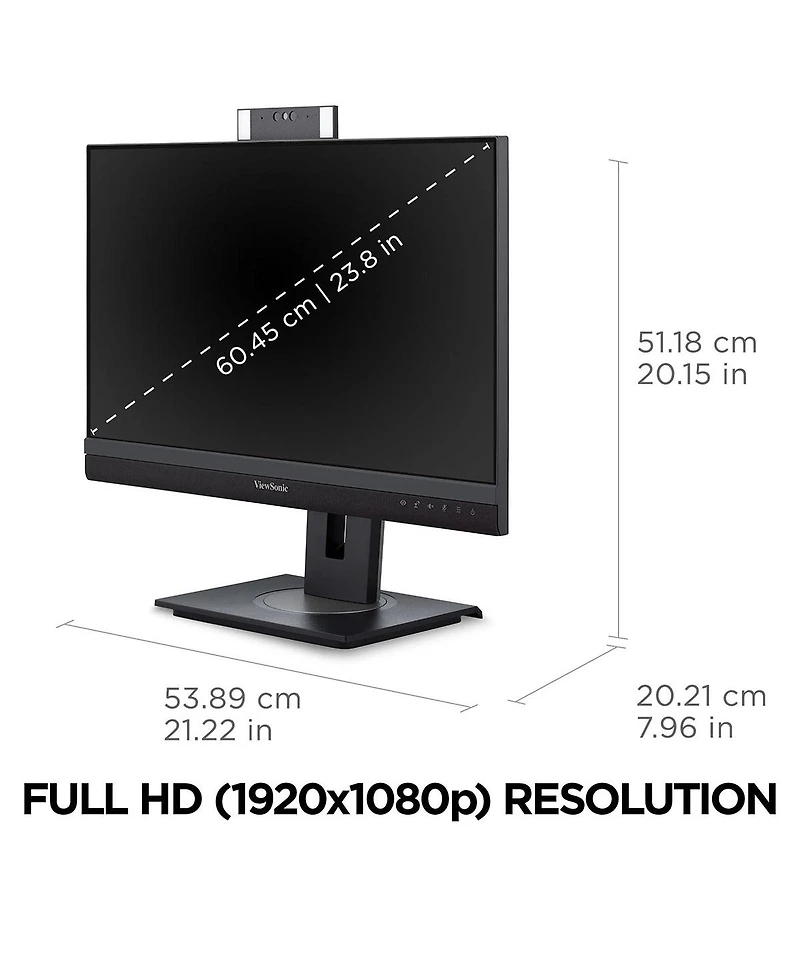 ViewSonic VG2457V 24" Ips Full Hd 100Hz Video Conferencing Usb-c Docking Computer Monitor