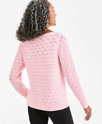 Style & Co Women's Lurex Boatneck Pointelle Sweater, Macy's Exclusive