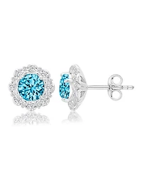 Macy's Blue Stone Halo Stud Earrings