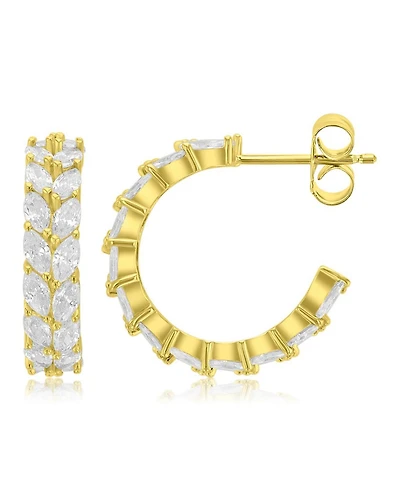 Macy's 14k Gold-Plated Slim J Shape Hoop Earrings