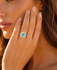 Macy's 14k Gold-Plated Turquoise Halo Fashion Ring