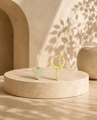 Macy's 14k Gold-Plated Pave Heart Huggie Earrings