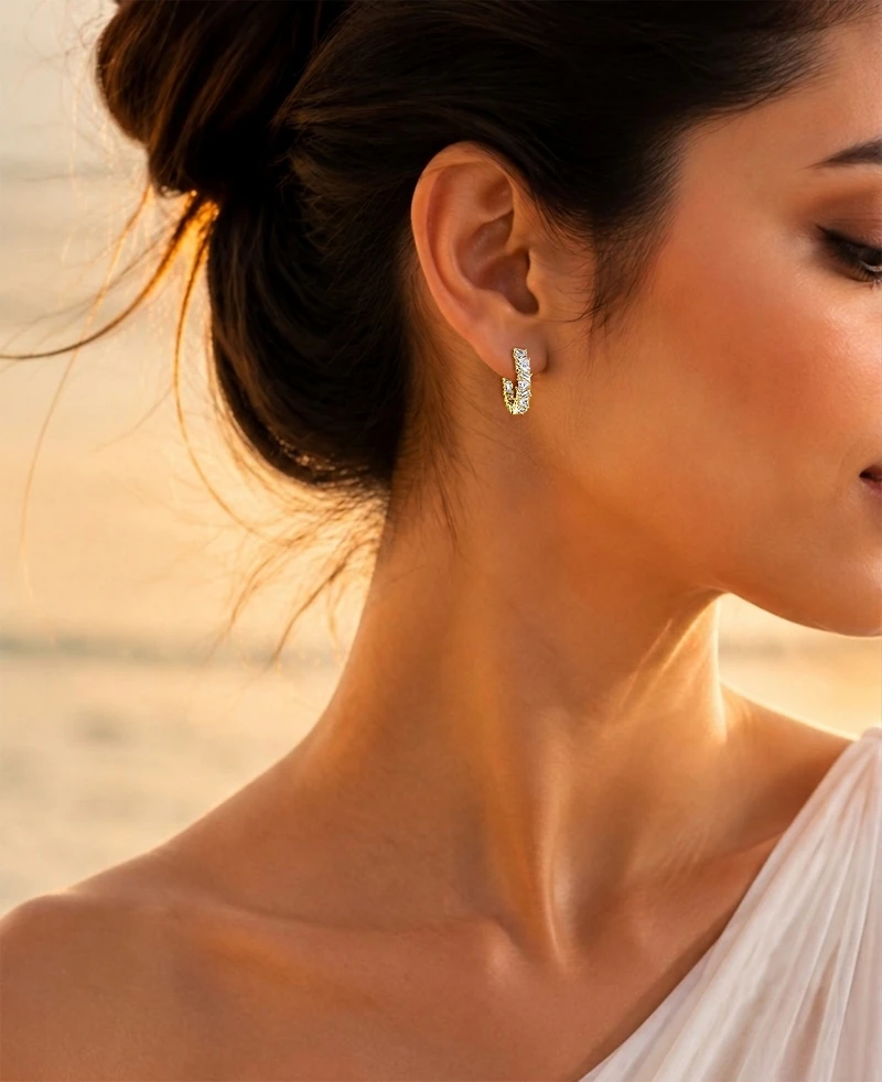Macy's 14k Gold-Plated Long Bar Hoop Earrings