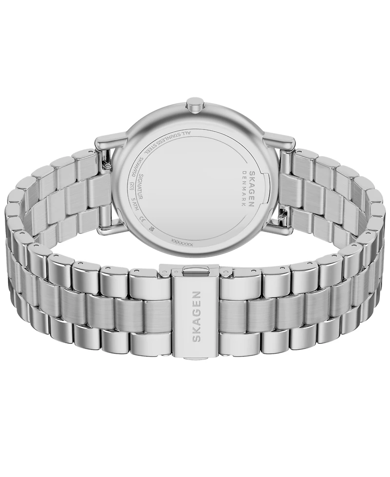 Skagen Men's Signatur Quartz Three-Hand Silver Stainless Steel Watch 40mm