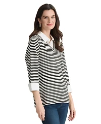 Jones New York Women's 3/4-Sleeve Collared Two-Fer Top