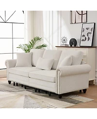 Streamdale Furniture 3-in-1 Convertible Sleeper Sofa with Nailhead Trim, Chenille