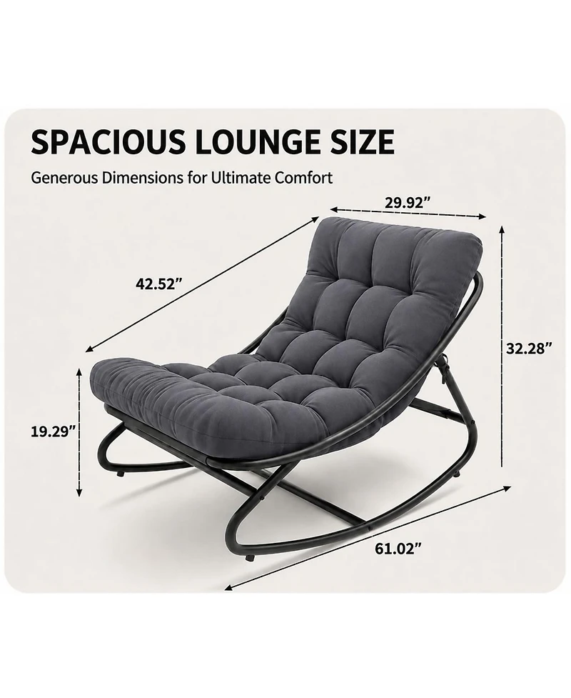 Papasan Rocking Chairs, 30 Inch Oversized Egg Rocking Chair with 450 Lb Capacity for Patio or Living Room