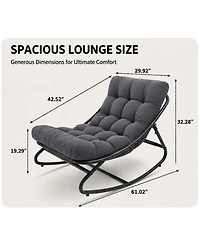 Papasan Rocking Chairs, 30 Inch Oversized Egg Rocking Chair with 450 Lb Capacity for Patio or Living Room