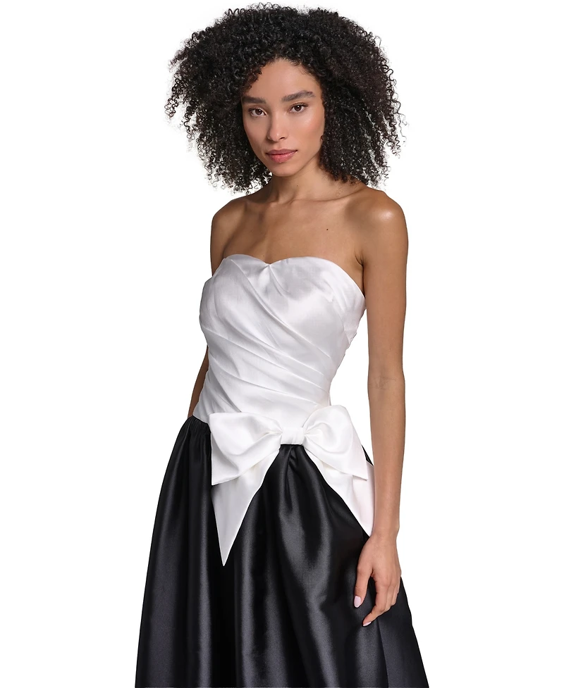 Karl Lagerfeld Paris Women's Strapless Printed Ball Gown Dress