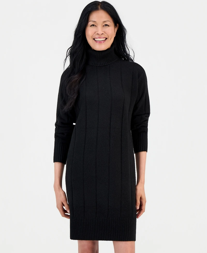 Style & Co Petite Luxsoft Turtleneck Long-Sleeve Sweater Dress, Macy's Exclusive