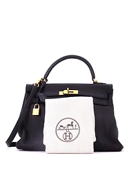 Pre-Owned Hermes Kelly 32 Handbag Black Togo with Gold Hardware