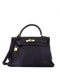 Pre-Owned Hermes Kelly 32 Handbag Black Togo with Gold Hardware