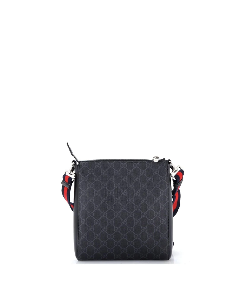 Pre-Owned Gucci Small Web Strap Front Zip Messenger Bag Gg Coated Canvas
