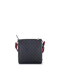 Pre-Owned Gucci Small Web Strap Front Zip Messenger Bag Gg Coated Canvas