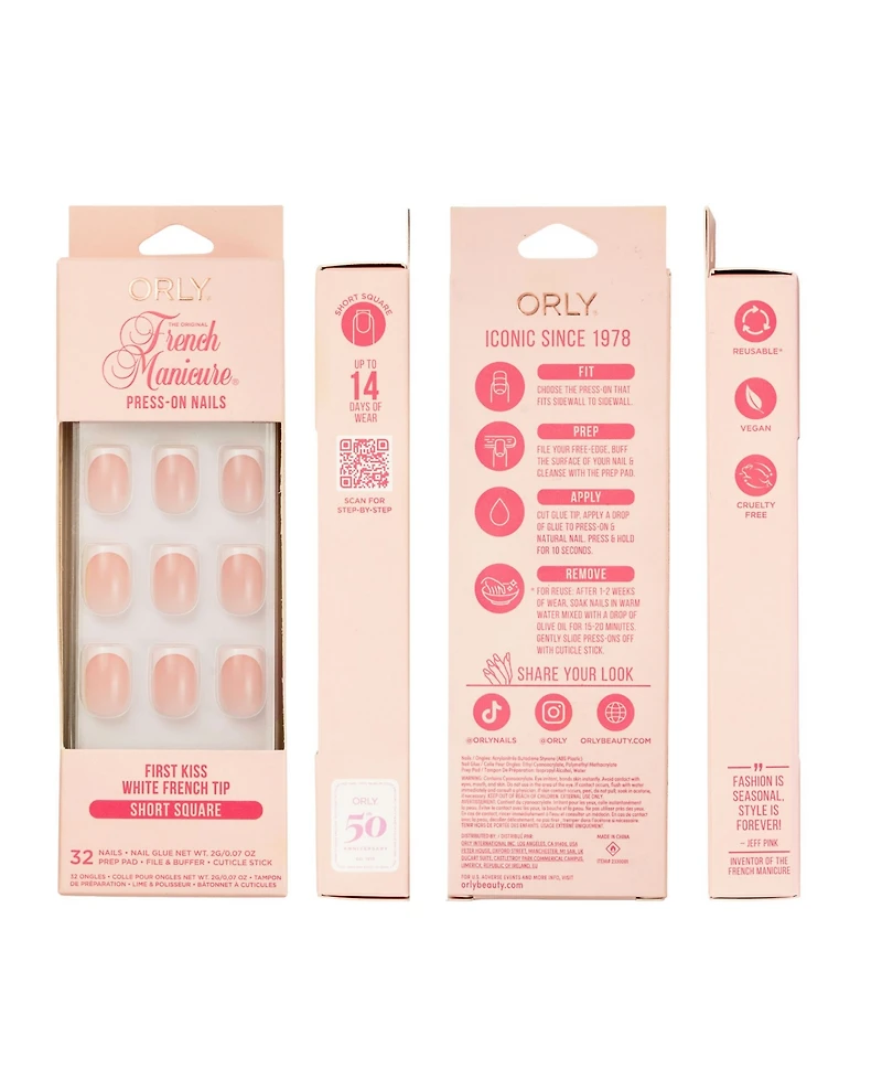 Orly First Kiss French Manicure Short Square Press-On Nails Set