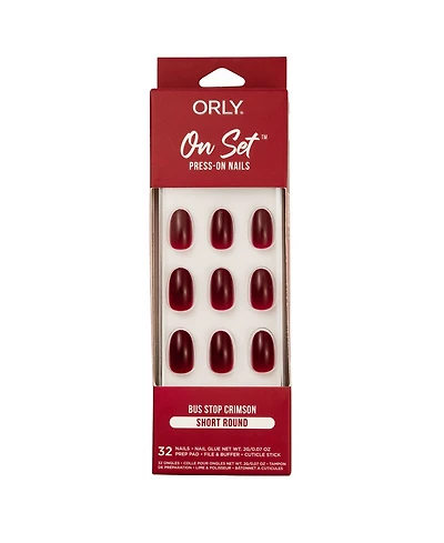 Orly Bus Stop Crimson On Set Short Round Press-On Nail Set