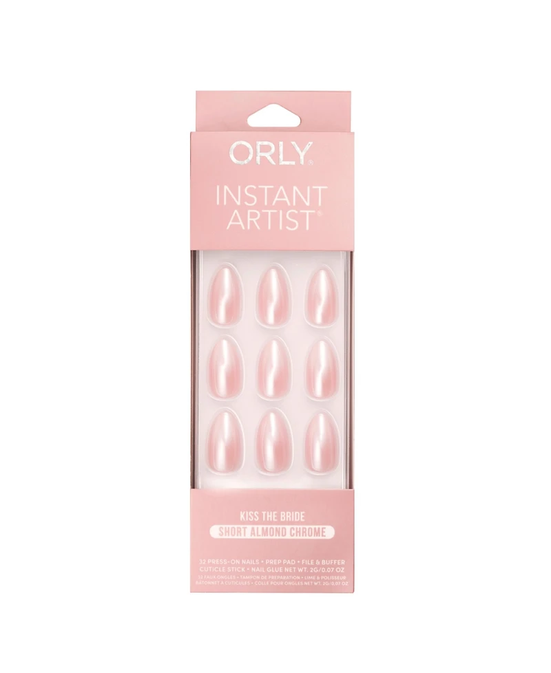 Orly Kiss The Bride Chrome Instant Artist Short Almond Press-On Set