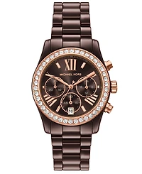 Michael Michael Kors Women's Lexington Chronograph Brown Ceramic Watch 38mm