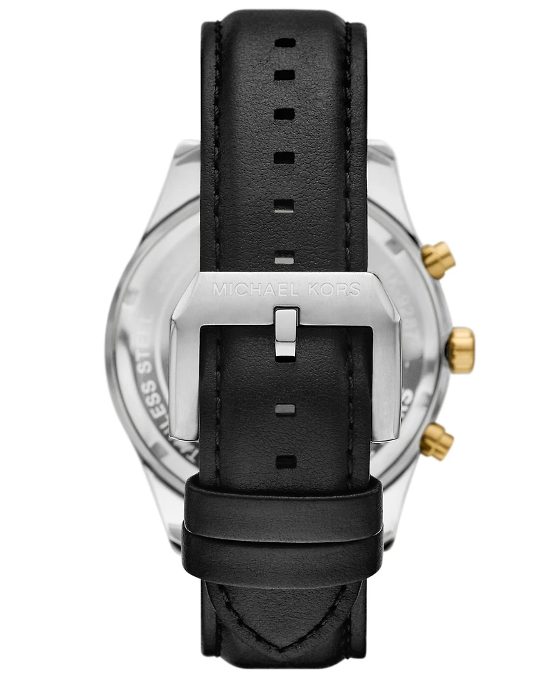 Michael Michael Kors Men's Lexington Chronograph Black Leather Watch 44mm