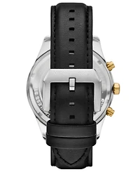 Michael Michael Kors Men's Lexington Chronograph Black Leather Watch 44mm