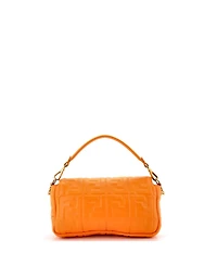 Pre-Owned Fendi Medium Baguette Nm Bag Zucca Embossed Leather