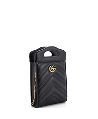 Pre-Owned Gucci Mini Gg Marmont Top Handle Convertible Chain Tote Matelasse Leather