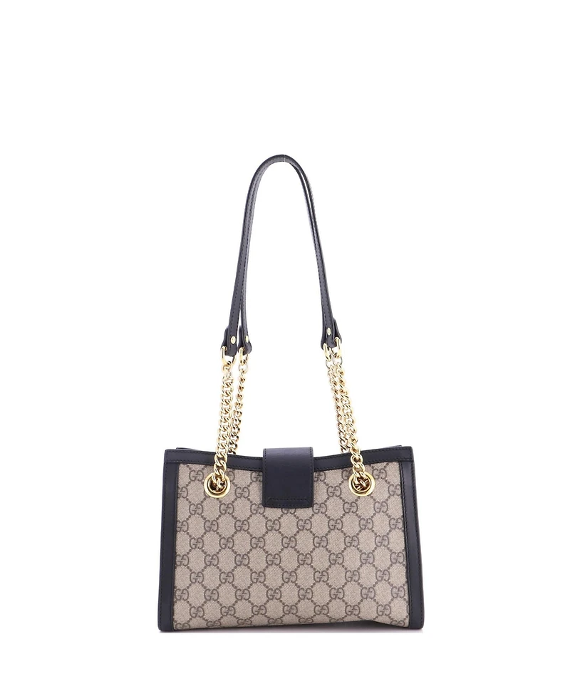 Pre-Owned Gucci Small Padlock Chain Tote Gg Coated Canvas with Leather