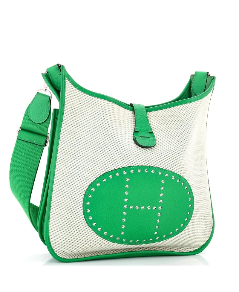 Pre-Owned Hermes Gm Evelyne Bag Gen Iii Toile and Leather