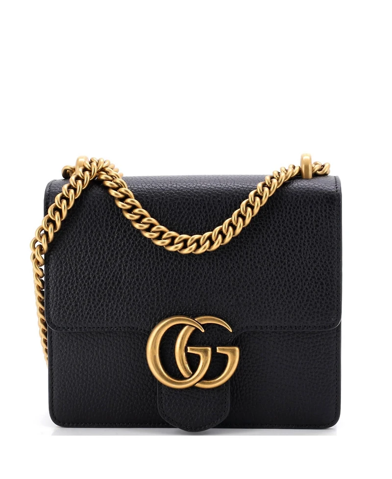 Pre-Owned Gucci Small Gg Marmont Chain Shoulder Bag Leather