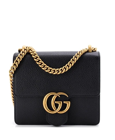 Pre-Owned Gucci Small Gg Marmont Chain Shoulder Bag Leather
