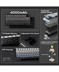 Aula F75 Max Wireless Mechanical Keyboard with Tft Smart Screen, Tri-Mode Connectivity, Hot Swappable, Rgb Backlit, Volume Knob, 75% Gasket Mount
