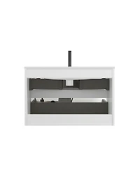 Streamdale Furniture 30" Glossy Wall Mount Vanity With Ceramic Sink